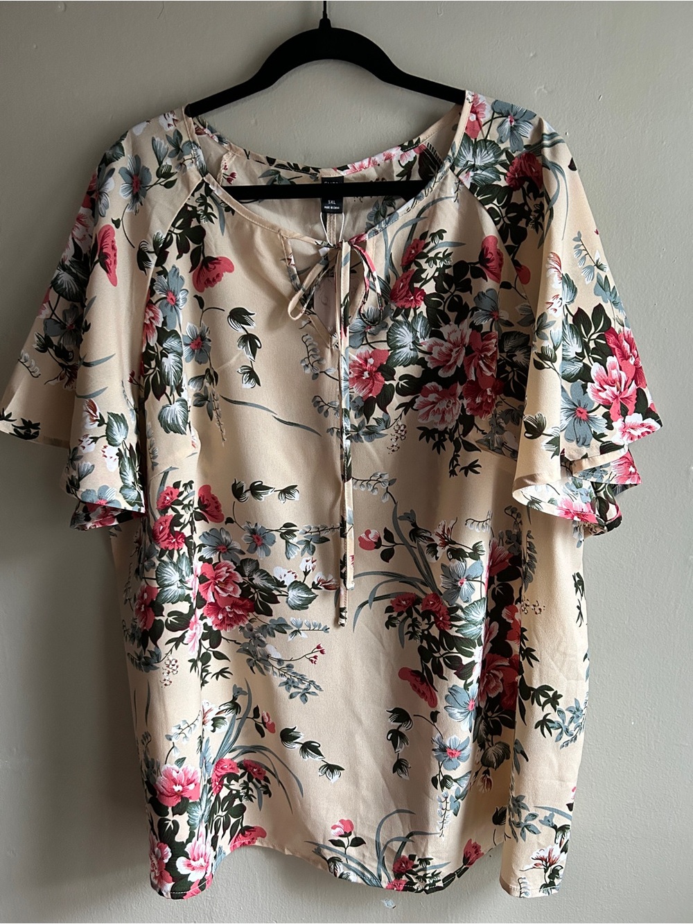 NWT Emery Rose Floral Short Sleeve Blouse 5X Multicolor Boho Peasant - Picture 2 of 9